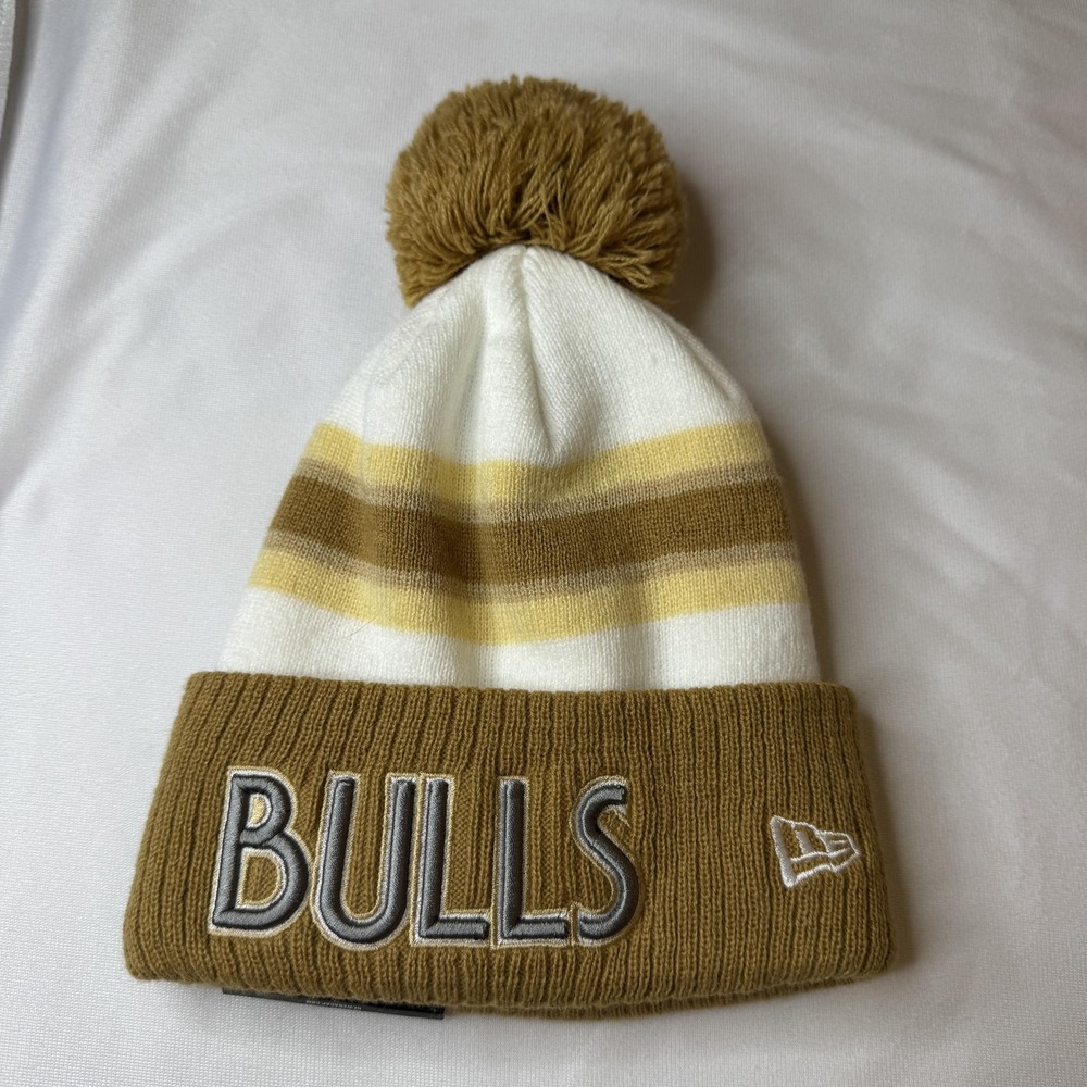 Chicago Bulls Hat Cap Youth OS Beanie Striped NBA Basketball Pom Knit New‎ Era